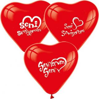 Balon 1+1 Seni Seviyorum Kalp Kırmızı