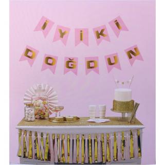 Flama Bayrak İyiki Doğdun Set Küçük Pembe P1 - Ar48