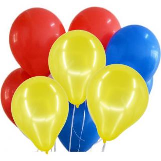 30 Ad Metalik Kırmızı-Sarı-Koyu Mavi Lacivert Balon Helyumla Uçan
