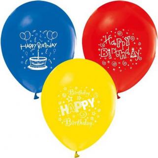 20 Adet Balon Parti Kutlama Doğum Günü Happy Birthday Karışık Ren