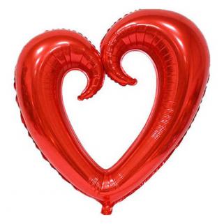 Kalp Şeklinde Ortası Açık Folyo Balon 96 cm * 109 cm Kırmızı