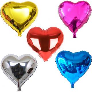 5 Adet Karışık Folyo Kalp Balon 45 Cm Helyumla Uçan