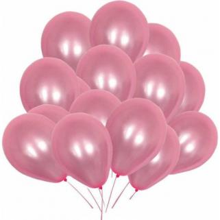 25 Adet Metalik Lateks Balon Pembe Renk