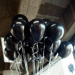 25 Adet Metalik Lateks Balon Siyah Renk