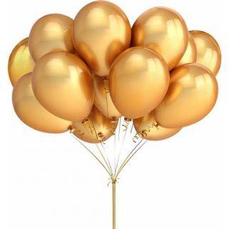 25 Adet Metalik Lateks Balon Altın Renk