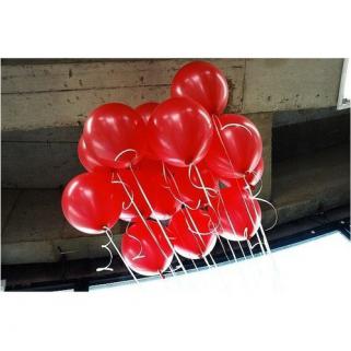20 Adet Metalik Sedefli Kırmızı Balon Doğum Günü Helyumla Uçan