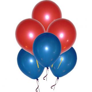 25 Adet Metalik (Lacivert-Kırmızı) Karışık Balon Helyumla Uçan