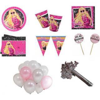 Barbie Parti Malzemeleri Seti Doğum Günü Süsleri 8 Kişilik