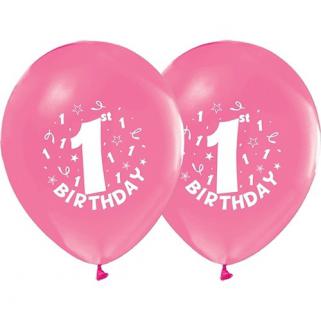 1 Yaş 16lı Baskılı Balon Pembe Kız Doğum Günü Parti Yazılı Balon