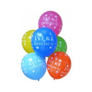 16 Adet İyi ki Doğdun Yazılı Karışık Balon Doğum Günü Uçan Ucuz