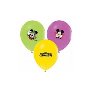 Mickey Mouse 12li Karışık Balon Doğum Günü Balonu Helyumla Uçan