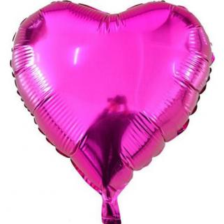 1 Adet 45cm Koyu Pembe Fuşya Renginde Kalp Şeklinde Folyo Balon