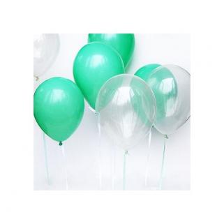 25 Adet Sedefli Şeffaf-Mint Yeşili (Turkuaz) Karışık Balon Helyum