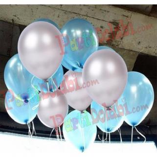 25 Adet Metalik (Açık Mavi-Gümüş Gri) Karışık Helyumla Uçan Balon
