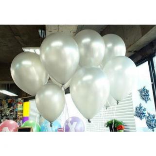 25 adet Metalik Parlak Gümüş Gri Balonlar Helyumla Uçan Özellikte