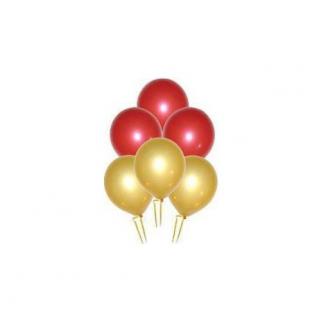 30 Adet Metalik Sedefli (Gold-Kırmızı) Karışık Balon Helyum Uçan