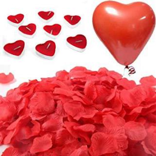 25 Kalp Balon Kırmızı 500 Gül Yaprağı Romantik Aşk Paketi Süsleme