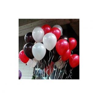 30 Adet Metalik Sedefli (Beyaz-Kırmızı-Siyah) Karışık Balon Helyu