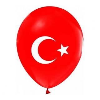 32 Adet Türk Bayrak Baskılı Balon Kırmızı Beyaz Bayrağı Ay Yıldız