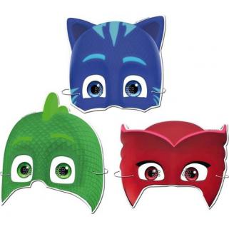 3 Adet Pijamaskeliler Plastik Maske, Pj Masks Doğum Günü Maskesi