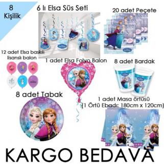 8 kişilik Elsa Frozen Karlar Ülkesi Anna Parti Malzemeleri Doğum