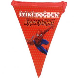 Kırmızı İyi Ki Doğdun Yazılı Spiderman Baskılı Flama, Parti Süsü