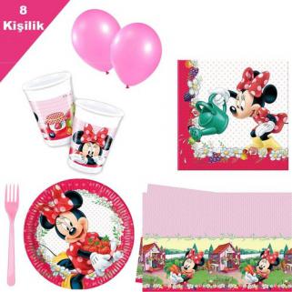 Minnie Mouse Fare mini 8 Kişilik 6 Parça Doğum Günü Seti malzemel