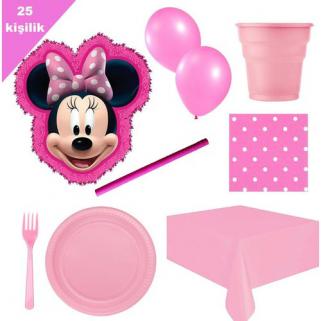 Minnie mouse Pinyata 25 Kişilik Parti seti balon doğum günü mini