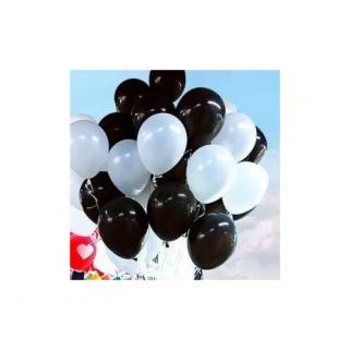 Siyah Beyaz Renklerinde Beşiktaş Balonu 25 25 Toplam 50 Adet
