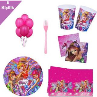 Winks 8 Kişilik 6 Parça Doğum Günü Seti malzemeleri Winx