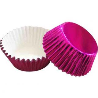 60lı Metalize Cupcake Kalıpları Fuşya 7 cm