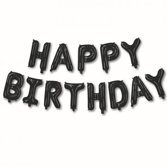 Happyland Siyah Happy Birthday Folyo Set Balon