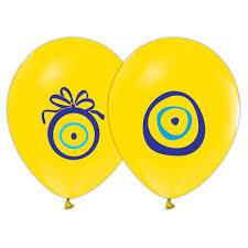 Sarı Nazar Boncuklu Latex Balon 100 Adet