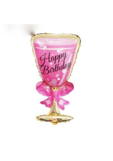Happyland Pembe Şampanya Kadehi Şeklinde Folyo Balon