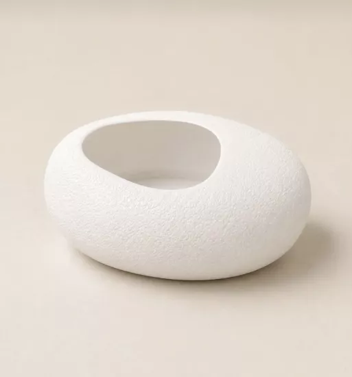 Happyland Saksı Küçük Boy Oval Yassı Kırılmaz Dekoratif Saksı Beyaz 15 × 7 cm – 8 cm Ağız Açıklığı Canlı Bitki ve Yapay BitkiHPYSK59