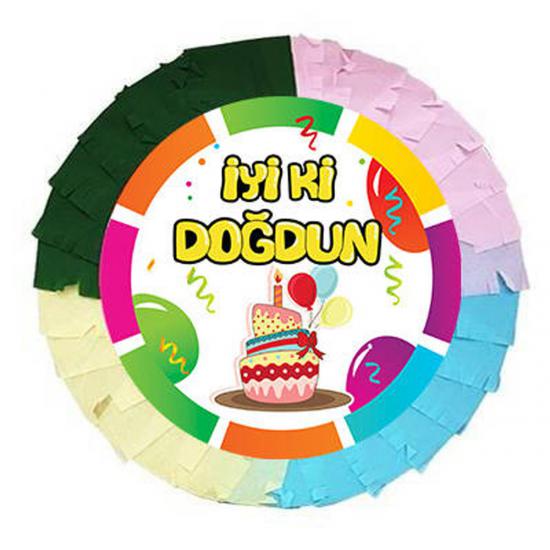 Happyland İyiki Doğdun Yazılı Renkli Pinyata + Sopası 