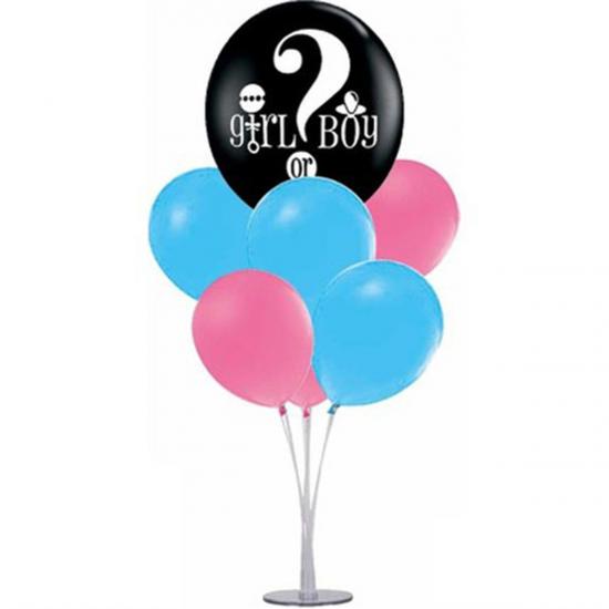 Cinsiyet Partisi Balon Standı (7 Adet Pembe Mavi Balon + 1 adet 12 inch cinsiyet balonu)