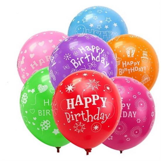 Lateks Happy Birthday Baskılı Balon 10 Adet