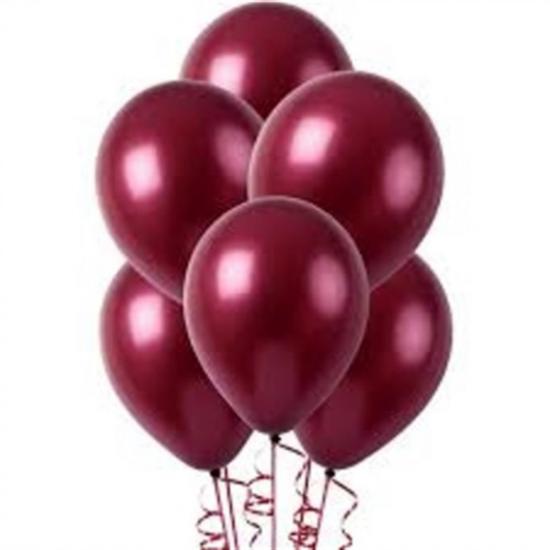 Lateks Metalik Balon Bordo 7 Adet