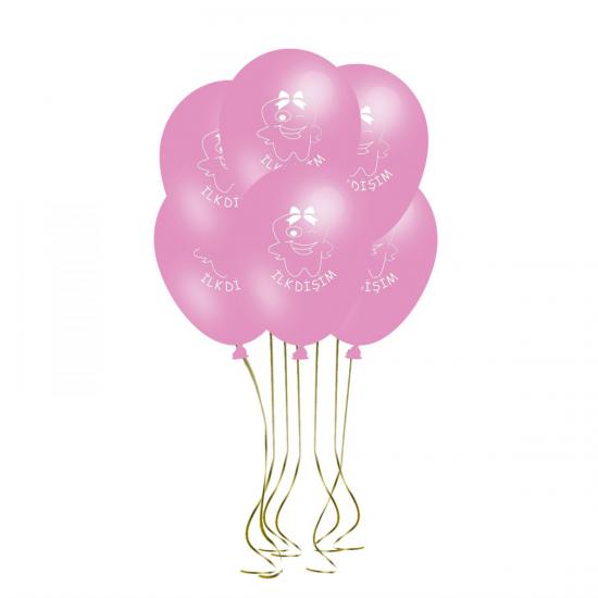 Pembe İlk Dişim Çıktı 7 Adet Lateks Balon