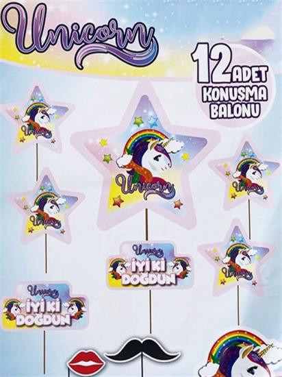 HappyLand Unicorn Konuşma Balonu 12’li