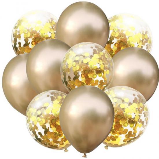 Krom Gold Konfetili Balon 10 Adet