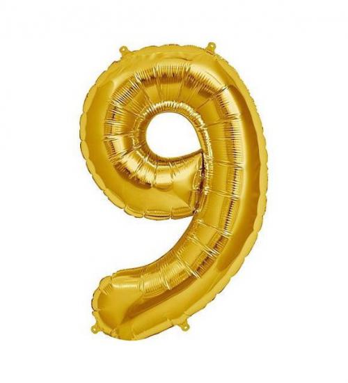 Altın Gold Rakam Folyo Balon 40 İnç 100 cm 9 Rakamı