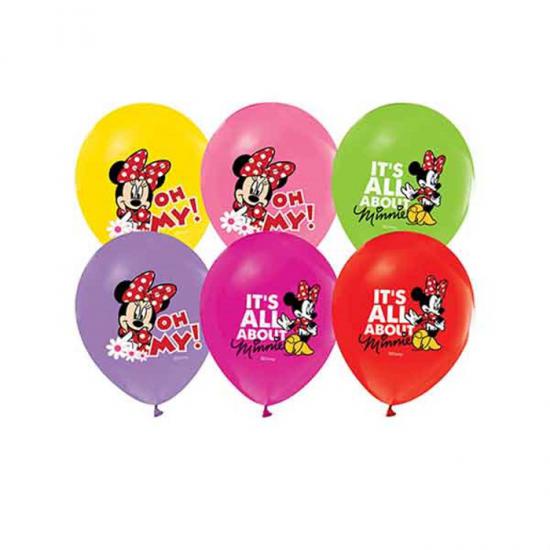 Minnie Mouse Doğum Günü Temalı Baskılı Balon - 7Adet