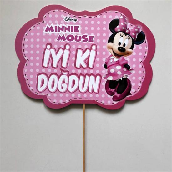 Minnie Mouse Doğum Günü Temalı Çubuklu Konuşma Balonu