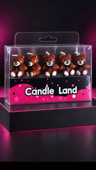 Candle Land 5’li Ayıcık Figürlü Pasta Mumu