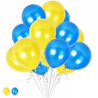 15 Sarı 15 Koyu Mavi Konsept Balonlar Metalik Parlak 30-35 Cm
