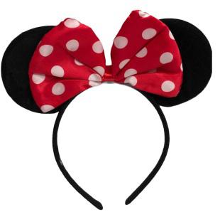 Minnie Mouse Siyah Taç Kırmızı Beyaz Puantiyeli Fiyonklu