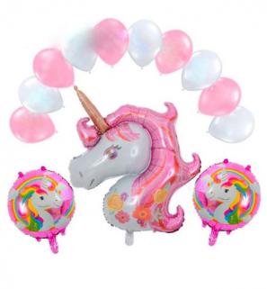 Happyland Pembe Beyaz Unicorn Balon Seti