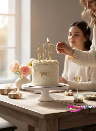 Happyland 6 LI Kıvrımlı Gold Mum 16CM Pasta Mumu Spiral Kıvrık Mum Spiral